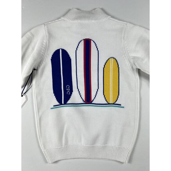 NEW Classic Prep White Half Zip Cotton Sweater Size 12 Boys - Picture 5 of 5